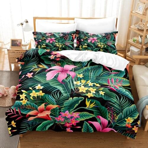 Green Tropical Leaf Bedding Set Modern 3d Duvet Cover Sets Comforter Bed Linen Twin Queen King Single Size Kids Plants Gift