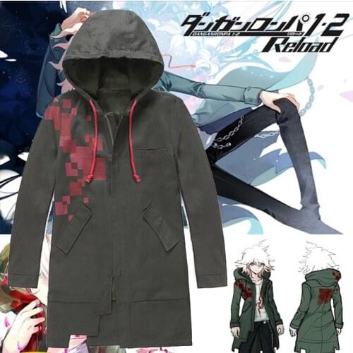 2020 New Fashion Anime Super Danganronpa 2 Komaeda Nagito Jacket Hoodies Army Green Color Coat Cosplay Costume Cos Trench
