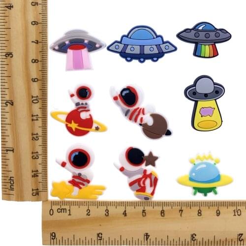 Wholesale 50PCS Cartoon Astronaut Component PVC UFO Flat Back Jewelry Scrapbook Phone Case DIY Making Kids Gifts