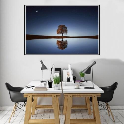 A Calm Lake Tree Poster Canvas Print Painting Wall Art Living Room Home Decoration
