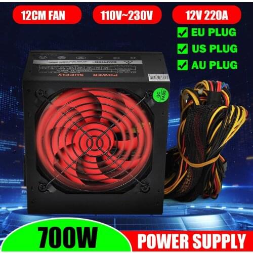 PSU PFC 700W Watt Silent Fan ATX 24-PIN 12CM PC Computer Gaming Power Supply 80+ Gold