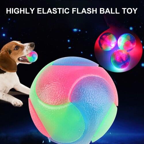 L/S SizeLight Up Dog Balls Flashing Elastic Ball LED Dogs Ball Glowing Pet Color Light Ball Interactive Toys For Puppy Cats Dog