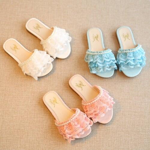 Slippers Kids Bowknot Mesh Soft Sole Outdoor Slippers Girls Stylish Princess Shoes Wearable Summer Toddler Slides Fancy Pretty