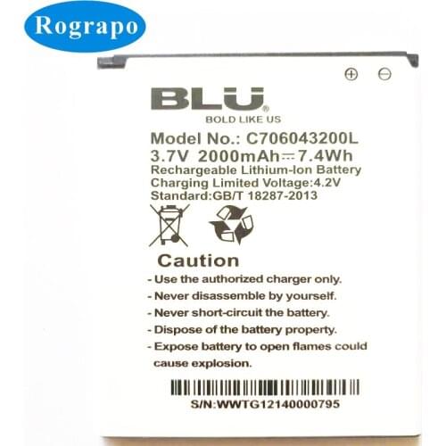 3.7V 2000 mAh Replacement Battery For BLU STUDIO 5.0 II 2 D532 D532u C706043200L Mobile Phone Bateria Batterie Batteries