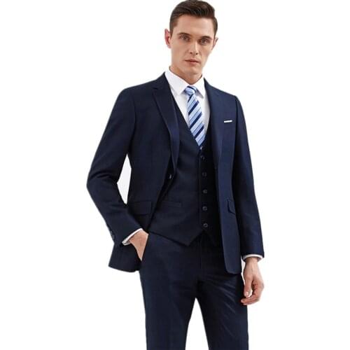 Slim Fit Wedding Tuxedo for Groomsmen 3 Piece Custom Made Men Suits Jacket+Pants+Vest Male Fashion Business Cosutme Latest Style