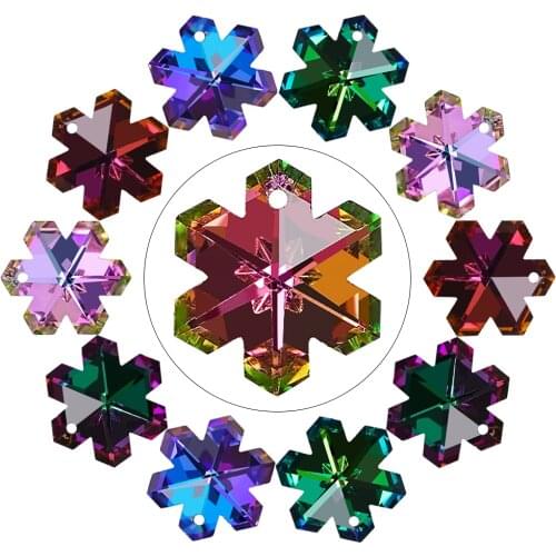 10pcs Colorful Iceflower Crystal Charms Pendant 20mm Glass Beads For DIY Making Earing Jewelry Accessories Needlwork Wholesale