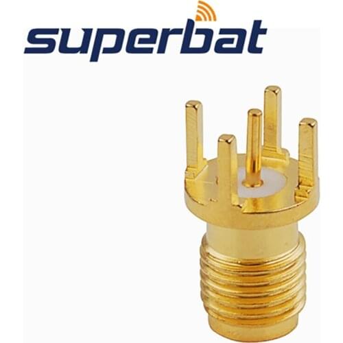 Superbat 10pcs SMA 50 Ohm Thru Hole Jack Circle PCB Mount Straight RF Coaxial Connector
