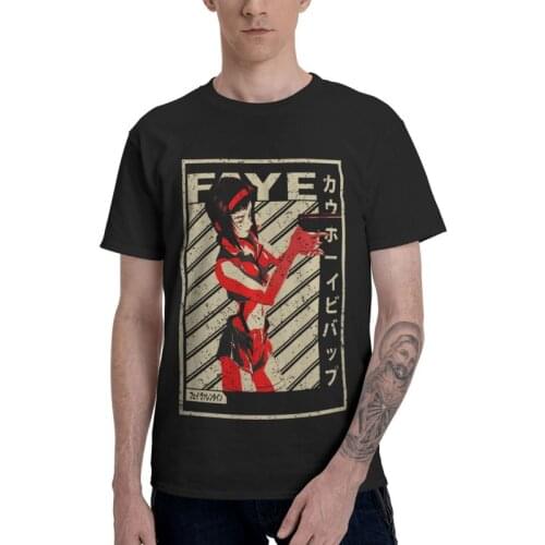 Japanese Manga Cowboy Bebop Faye T Shirt Men Short Sleeve Cotton T-shirt Science Fiction Anime Manga Tee Novelty Tshirts Gift