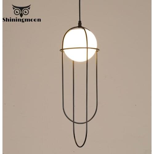 Nordic Iron Led Glass Ball Pendant Lights Living Room Home Decor Pendant Lamp Bedroom Vintage Kitchen Hanging Lamp Light Fixture