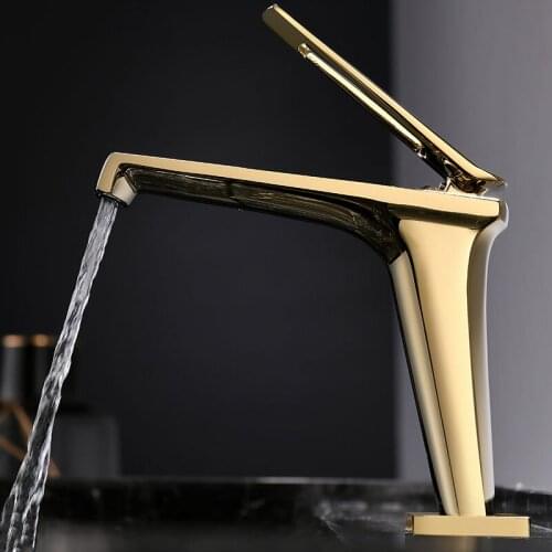 1 Hole 1 Handle Bathroom Sink Faucet Deck Mounted Cold And Hot Water Mixer Tap Brass Taps Grey/ Gold/Black