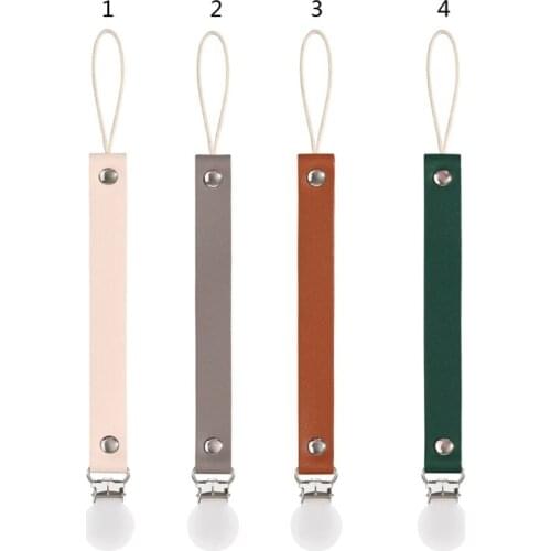 1 Pc Baby Pacifier Chain Clips Genuine Leather Soother Nipple Holder Nursing Teether Dummy Clip Teething Toy Leash Strap D0AF