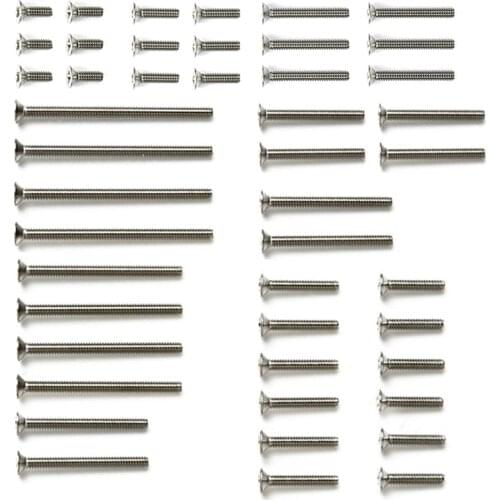 1Bag(46pcs) Homemade M2*6-30mm Countersunk Screw Bag Tamiya Mini 4WD 15510 Stainless Steel Flat Head Bolt Parts for Car Models