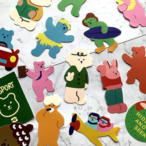 15Pcs/lot Traveling bear cartoon waterproof 2021 Stickers Decal For Snowboard Laptop Luggage Car Styling DIY Decal Sticker