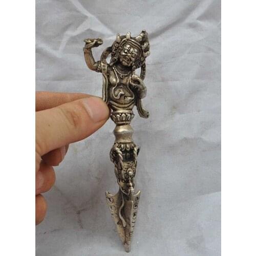 5.2 inch / Elaborate Chinese Tibetan Buddhism copper sword weapon statue No.2