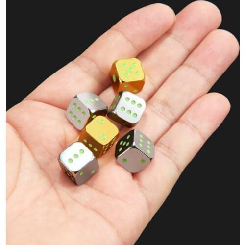 5Pcs/set Metal #13 Luminous Dice Gold Silver Dice Sieve with KTV Bar Entertainment Supplies Fun Glowing Dice