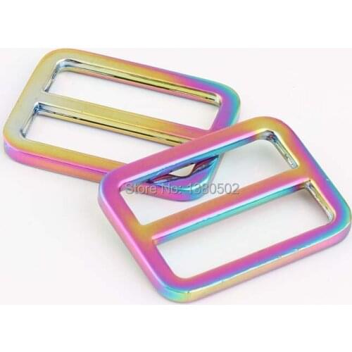 6PCS/lot 31*24mm Shinny Beautiful Rainbow Color Slider Tri Glide Adjustable Buckles for handbag strap Accessories