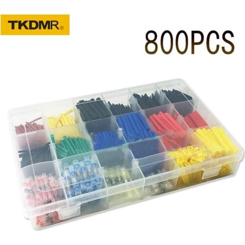 800PCS Solder sealed wire connector and Solder insulated waterproof docking terminal Solder ring heat shrinkable combination