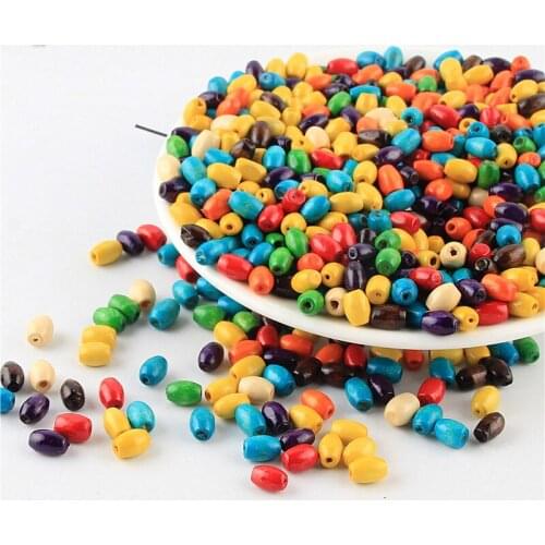 8x6mm Colorful Wood Beads DIY 200Pcs Multicolor Tubular Wood Spacer Beads for Jewelry Making Spacer Beads