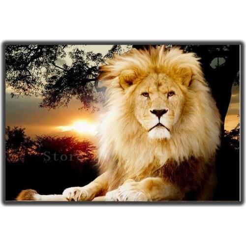 Diamond Mosaic Diy Diamond Embroidery Lion Resting In The Sunset Diamond Painting Cross Stitch Floral Rhinestone Decoration Kits