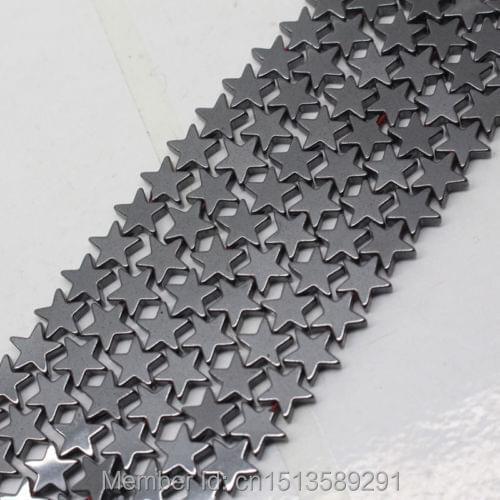 Free Shipping Natural stone Hematite Loose Beads Flat Star Black Gunmetal 6/8/10mm 16''length