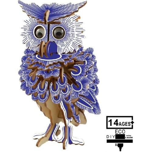 Wooden 3D Jigsaw Puzzle Owl Laser Cut Finely Made Educational Toy High Quality Wood Diy Assembly Model