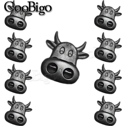 Toggle Stopper Clip Cord Lock Cow Head Rope Clamp Shoelace Garment DIY Accessories Spring 2 Hole Buckle Colorful Plastic 20pcs