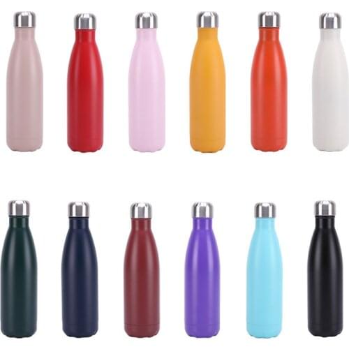 Greentag Stainless Steel Vacuum Insulated Double Walled Water Bottle For Outdoor Sports Cola Shape Travel Mug 17oz 500ml Matt