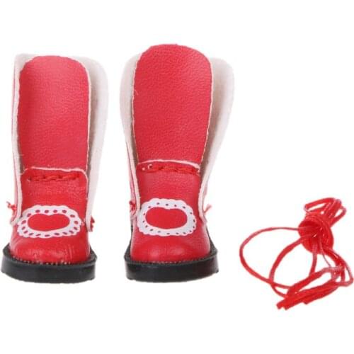 Handmade Exquisite Heart PU Leather Doll Boots For Blyth Doll Shoes 1/6 Doll
