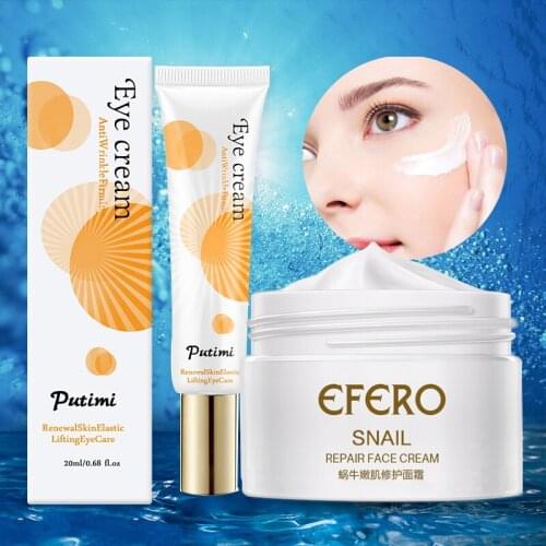 2Pcs Snail Cream for Face Cream Hydrating Moisturizing Eye Cream Serum Anti Ageing Snail Repair Whiteing Nourishing Skin Care