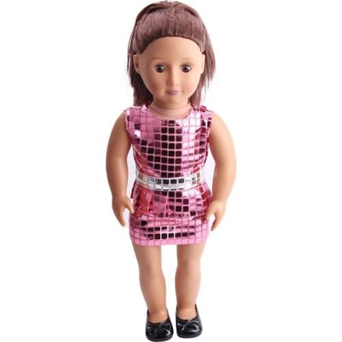 Summer New Pattern Plaid Sequin Wrap Skirt Fit 18 Inch American&43cm Baby New Born Doll Clothes Accessories Girls' Toys