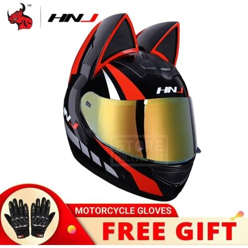 Motorcycle Helmet Full Face Motocross Helmet Cat Ear Casco Moto Motorcycle Motorbike Riding Capacete Casque Moto Helmet Woman