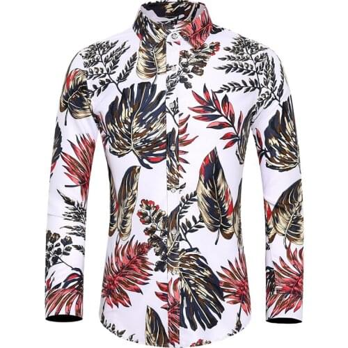 MenS Fashions 2021 Autumn Spring Clothes Shirt Long Sleeves Hawaiian Beach Casual Floral Shirt For Man Big Size S-5XL 6XL 7XL