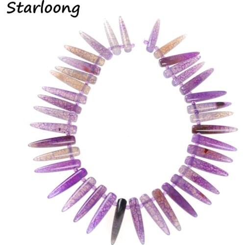 Natural Stone Multicolor Cone Shape Cracks Texture Veins Agates Druzy Loose Gems Strand Beads for DIY Jewelry Making Necklace