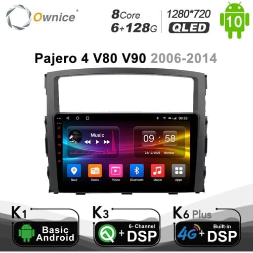Ownice Octa Core 4G LTE DSP Car Navigation Android 10.0 Radio GPS for Mitsubishi Pajero 4 V80 V90 2006-2014 Optical 6G+128G