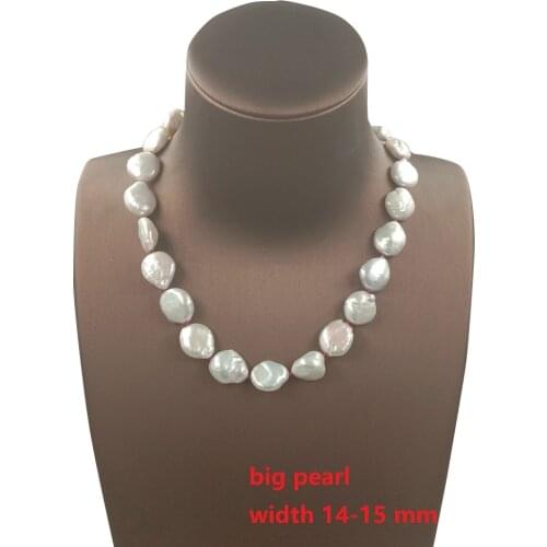 30-54 CM 100% nature FRESHWATER PEARL NECKLACE ,13-15 mm baroque pearl choker necklace with nice clasp, color thread OEM WELCOME