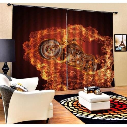 Custom curtains Flame car Photo Printing Blackout 3D Curtains for Living Room Bedding Room Hotel Drapes Cortinas
