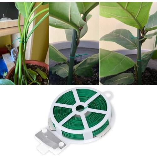Twist Ties Green PE-Coated Iron Wire Core Garden Plant Ties with Trimmer, Plant Binding Office Home Cable Organizing Tie Wire