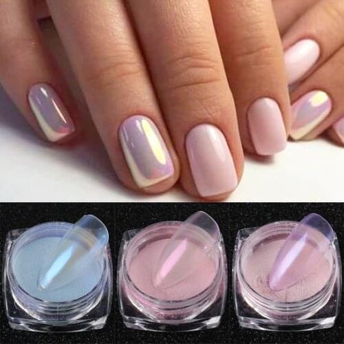 0.5g Aurora Nail Glitter Shimmer Transparent Dipping Powder Mirror Mermaid Effect Chrome Pigment Dust Manicure Decor JI1786-1