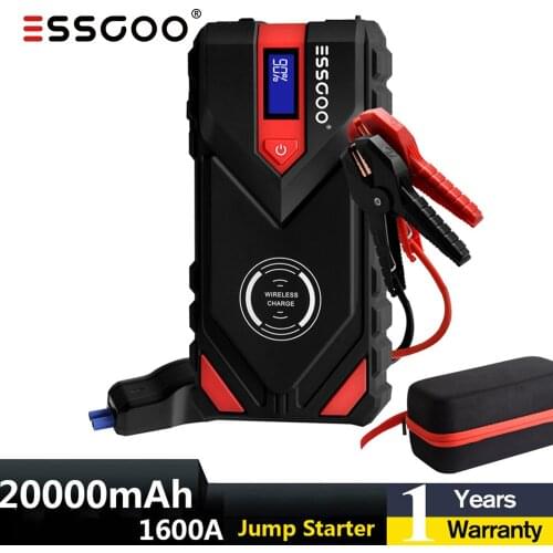 ESSGOO Car Jump Starter Device Booster Start Portable Power Bank Car Battery Starter 1600A 20000mAh Emergency Starter-Up For Car