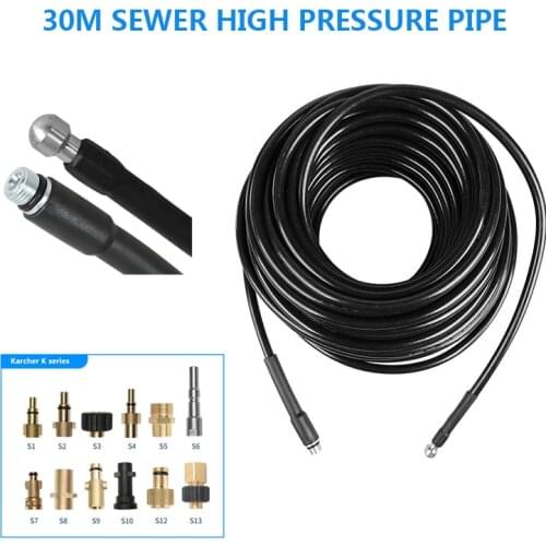 30m Sewer Drain Cord High Pressure Washer Sewer Drain Water Cleaning Hose Pipe Kit Sewage Jet Hose For Karcher Pipe Cleaner