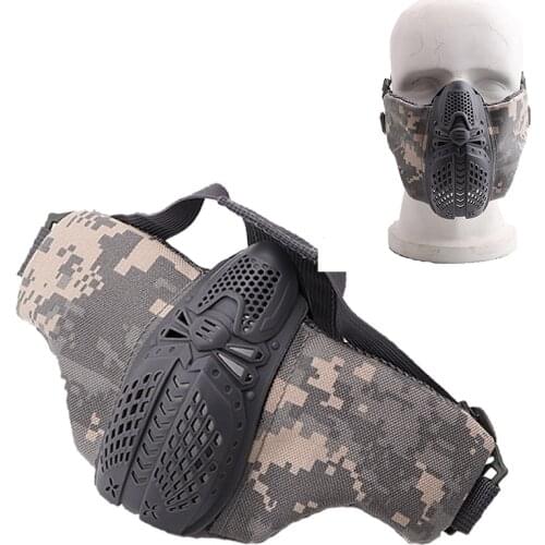 Airsoft CS Tactical Paintball Shooting Game Protective Mask Adjustable Half Face Mask Tactical Camouflage Hunting Skull Masks