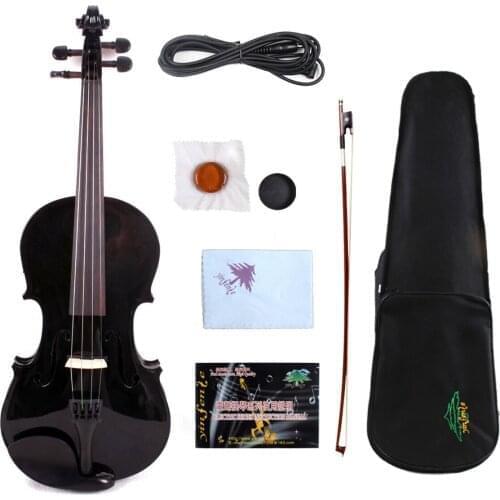 Yinfente 4 string15" 16"inch black 4/4 Electric Acoustic Viola Spruce+Maple Free Case Bow #EV1