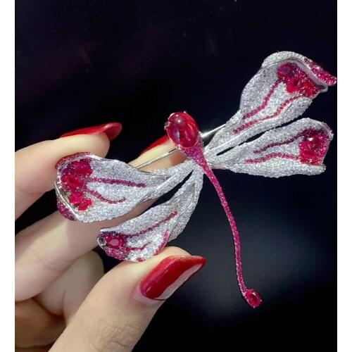 Insect dragonfly brooch 925 sterling silver cute romantic fine women jewelry free shipping