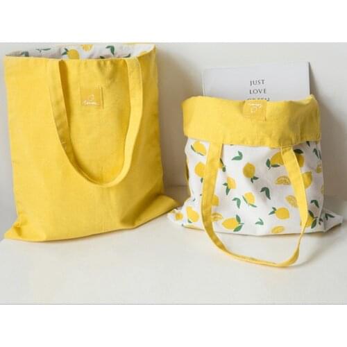 New Millet Wheat Fabric double-sided dual-use Hand Bag Cotton And Linen Pocket Handbag Shopping Bag Storage Bag Grocery Bag