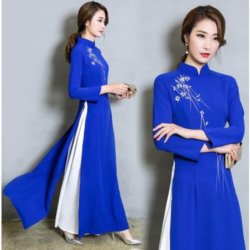 Women Chinese Traditional Dress Long Sleeve Autumn Cheongsam Female Oriental Lady Christams Party Dresses Retro Qipao Vestidos