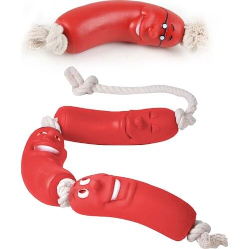 1/3 Section Red Sausage Pet Dog Molar Bite Toys Silicone Stress Sausage Pressure Reliever Pet Dog Toy For Dog Puppy Pet Supplies