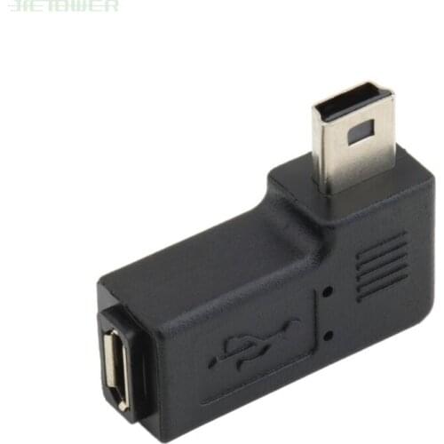 100pcs/lot USB Micro 5Pin Female To Mini 5Pin Male 90 Degree Angle Right Adapter Converter Black for Mobile Phones