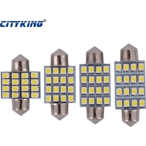 100pcs Ultra bright White light led dome light festoon 16LED 3528 smd 31mm/36mm/39mm/41mm LED Festoon smd Interior Dome Light