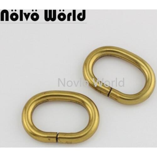 Nolvo Wolrd 5-20-100pcs inner 1X5/8 inch Dull gold finish metal oval ring for handbag opened jump rings buckles