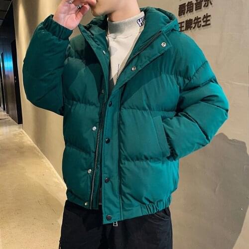 2021 Winter Mens Cotton Jacket Short Padded Coat With Hood Student Clothes 3XL Size